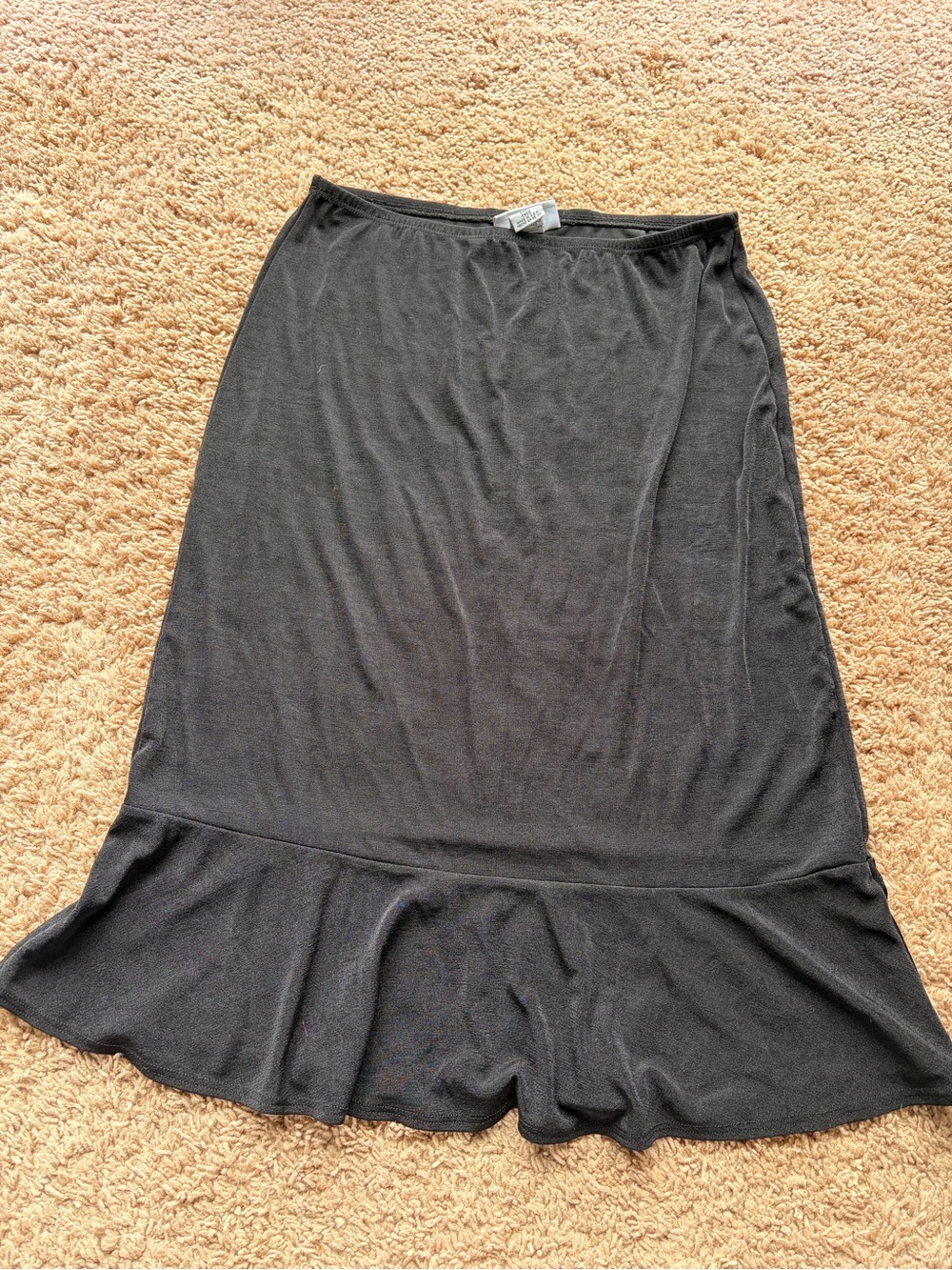 Jaclyn Smith Black Midi Skirt with Ruffled Hem